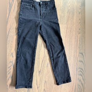 Everlane high rise slim straight jeans, black, size 30 ankle